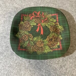 Vintage Keller-Charles Set Of 5 Holiday  Melamine  Plates Christmas Wreath